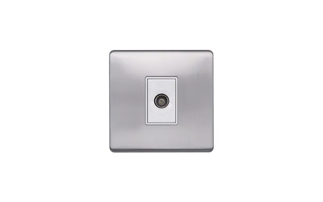 Lieber Brushed Chrome 1 Gang Tv Aerial Socket - White Insert Screwless