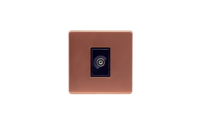 Lieber Brushed Copper 1 Gang Tv Aerial Socket - Black Insert Screwless