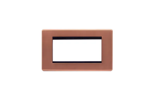 Lieber Brushed Copper Double Data Plate 4 Modules - Black Insert Screwless