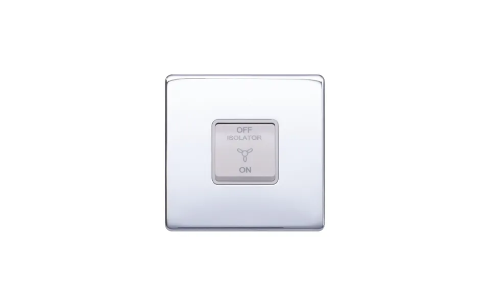 Lieber Polished Chrome 10a 1 Gang 1 Way 3-pole Extractor Fan Isolator Switch - White Insert Screwless