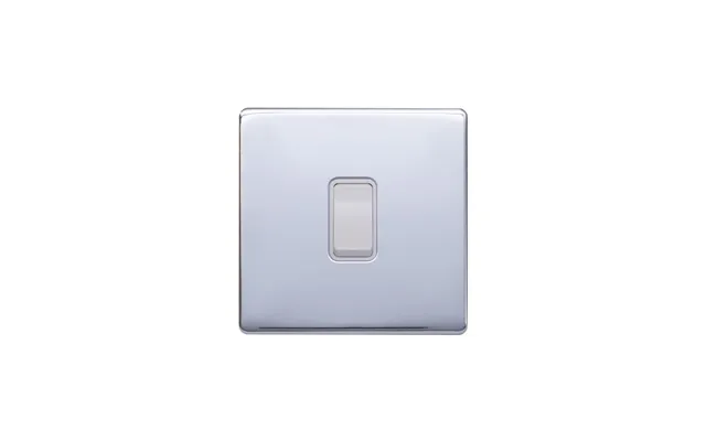 Lieber Polished Chrome 10a 1 Gang 2 Way Switch - White Insert Screwless