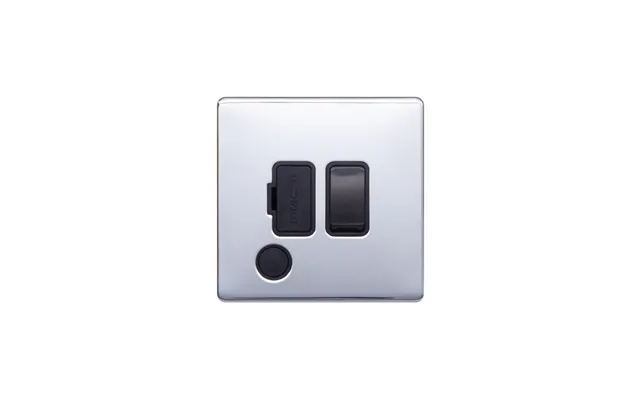 Lieber Polished Chrome 13a Switched Fused Connection Unit Fcu Flex Outlet - Black Insert Screwless