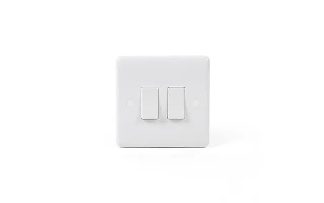 Lieber Silk White 2 Gang Intermediate Light Switch - Curved Edge