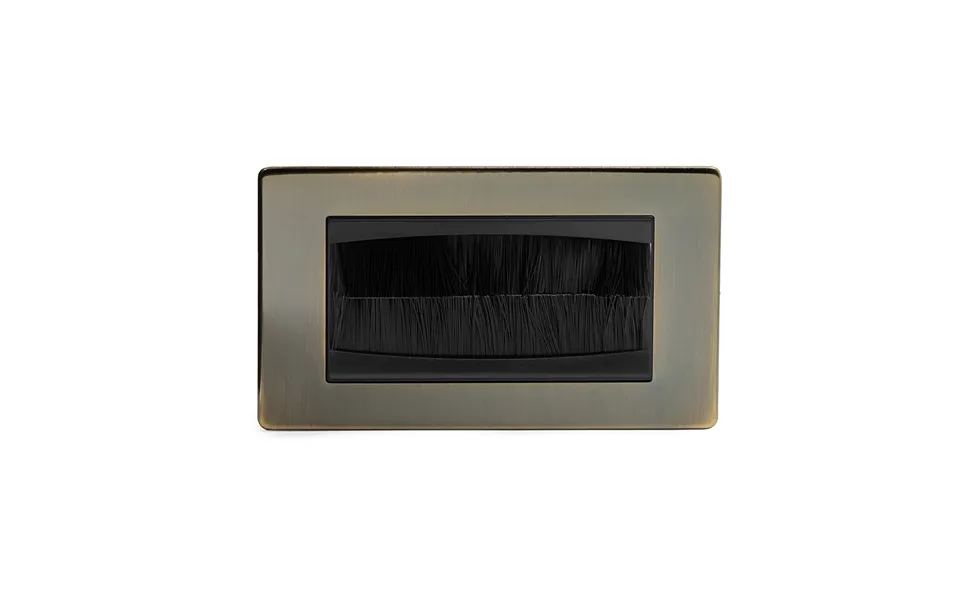 Soho Lighting Antique Brass 2 Gang 4 Module Brush Plate Blk Ins Screwless - Size H 86mm X W 146mm
