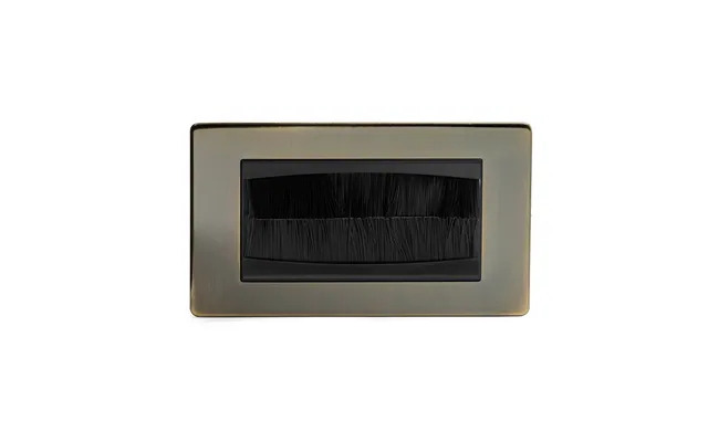 Soho Lighting Antique Brass 2 Gang 4 Module Brush Plate Blk Ins Screwless - Size H 86mm X W 146mm