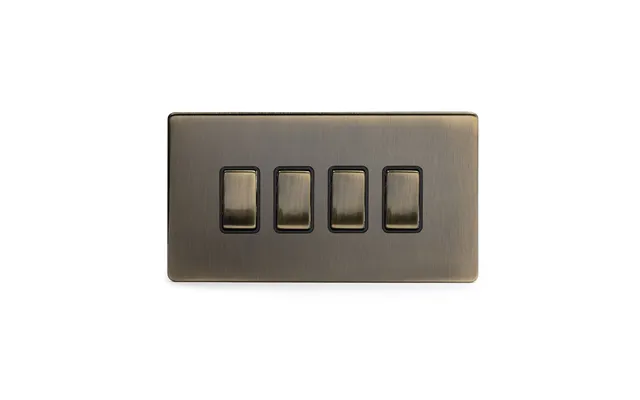 Soho Lighting Antique Brass 4 Gang Switch With 1 Intermediate 3 X 2 Way Switch With 1 Intermediate Bk Ins Screwless - Si