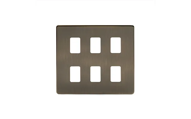 Soho Lighting Antique Brass 6 Gang Rm Rectangular Module Grid Switch Plate - Size H 146mm X W 146mm