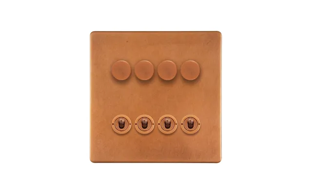 Soho Lighting Antique Copper 8 Gang Dimmer & Toggle Combo 4x150w Led Dimmer 4x20a Toggle