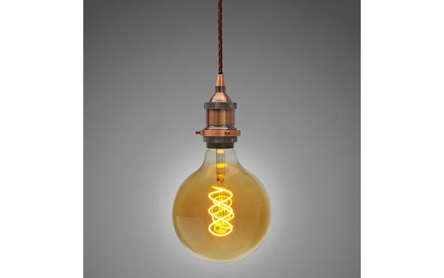 Soho Lighting Antique Copper Decorative Bulb Holder With Brown Twisted Cable