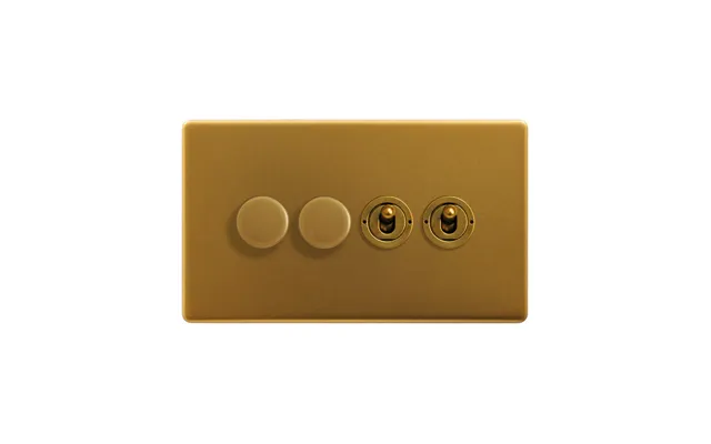 Soho Lighting Antique Gold 4 Gang Switch With 2 Dimmers 2x150w Led Dimmer 2x20a 2 Way Toggle