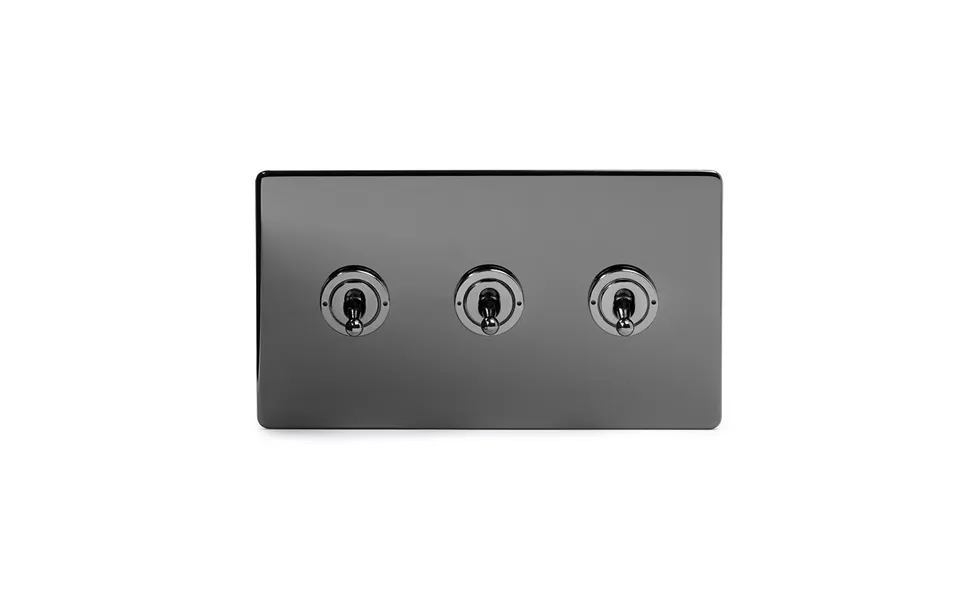 Soho Lighting Black Nickel 3 Gang 2 Way Toggle Switch Screwless - Size 86mm X 146mm X 4