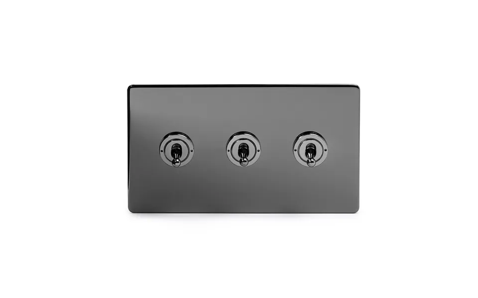Soho Lighting Black Nickel 3 Gang Intermediate Toggle Switch Screwless - Size H 86mm X W 146mm X D 4