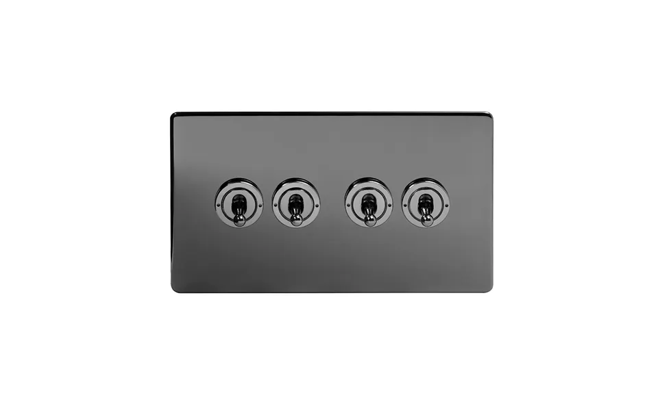 Soho Lighting Black Nickel 4 Gang 2 Way Toggle Switch Screwless - Size 86mm X 146mm X 4