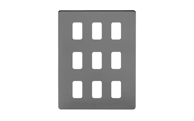 Soho Lighting Black Nickel 9 Gang Rm Rectangular Module Grid Switch Plate - Size H 206mm X W 146mm