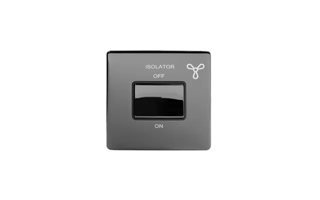 Soho Lighting Black Nickel Extractor Fan Isolator Switch Black Ins Screwless - Size 86mm X 86mm X 4