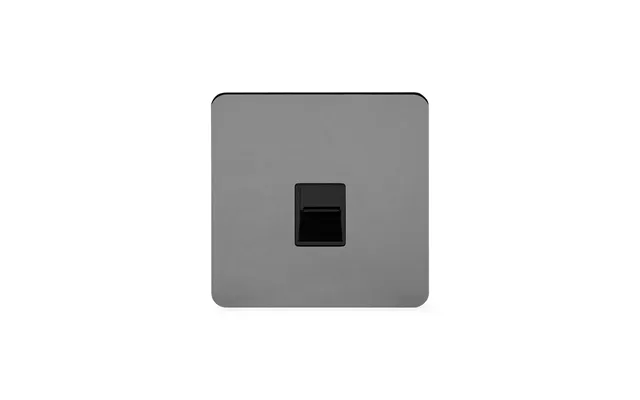 Soho Lighting Black Nickel Flat Plate 1 Gang Telephone Secondary Slave Socket,bt Blk Ins Screwless