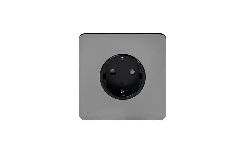 Soho Lighting Black Nickel Flat Plate 16a 1 Gang Euro Schuko Socket Blk Ins Screwless - Size H 86mm X W 86mm