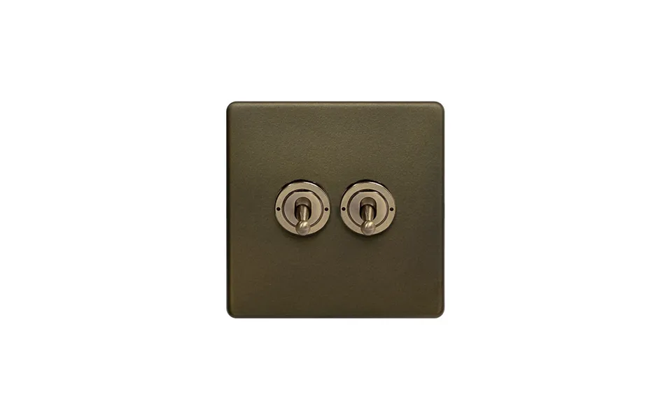 Soho Lighting Bronze Flat Plate 2 Gang Retractive Toggle Switch Screwless - Size H 86mm X W 86mm
