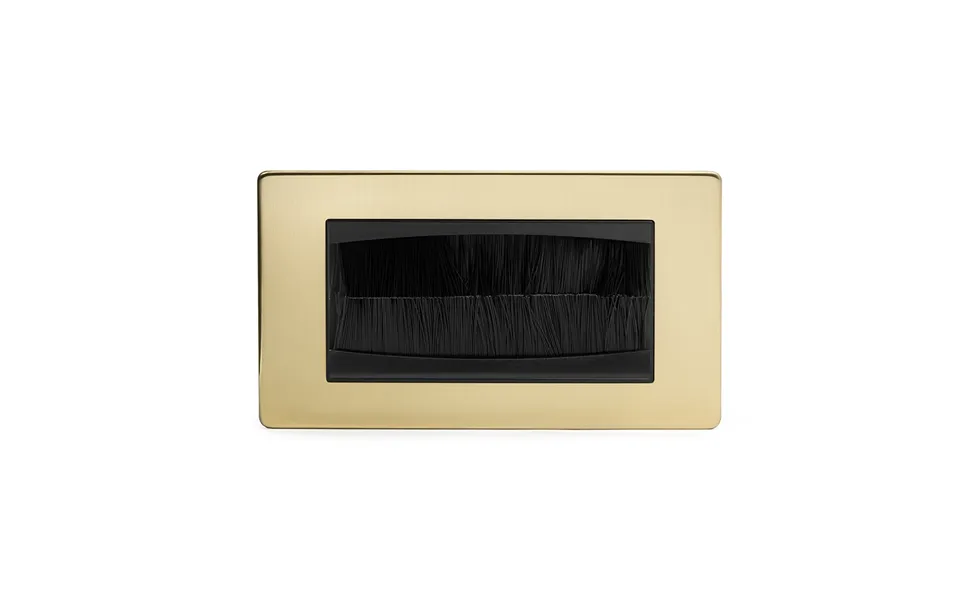 Soho Lighting Brushed Brass 2 Gang 4 Module Brush Plate Blk Ins Screwless - Size H 86mm X W 146mm