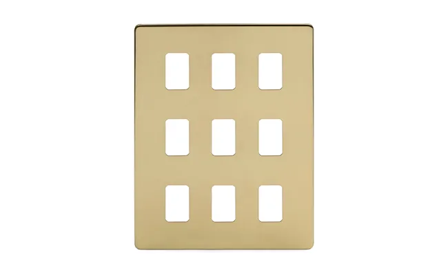Soho Lighting Brushed Brass 9 Gang Rm Rectangular Module Grid Switch Plate - Size H 206mm X W 146mm