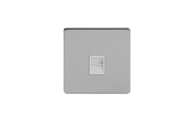 Soho Lighting Brushed Chrome 1 Gang Telephone Master Socket,bt Wht Ins Screwless