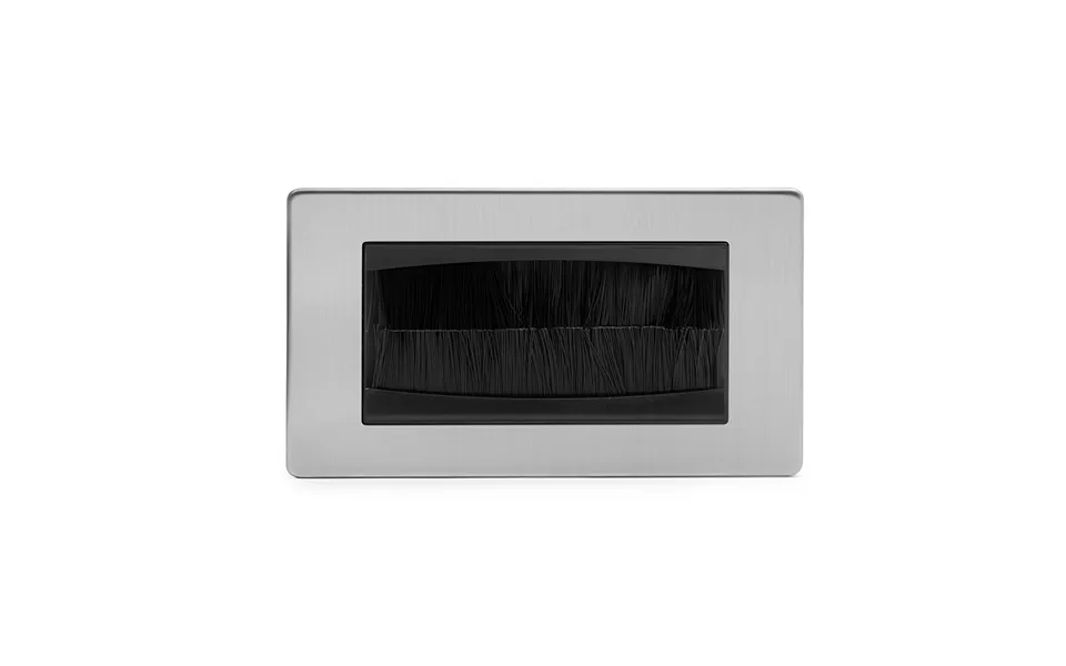 Soho Lighting Brushed Chrome 2 Gang 4 Module Brush Plate Blk Ins Screwless - Size H 86mm X W 146mm