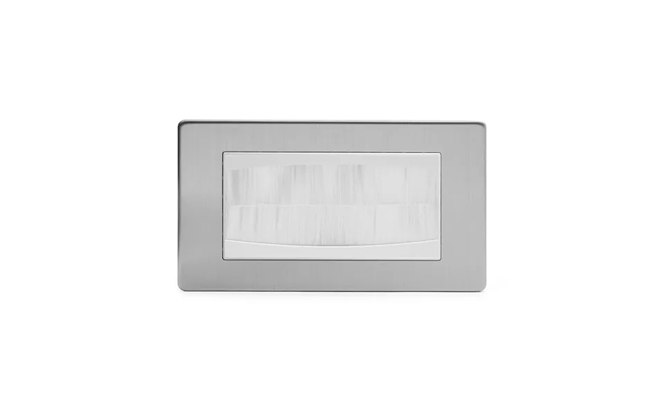 Soho Lighting Brushed Chrome 2 Gang 4 Module Brush Plate Wht Ins Screwless - Size H 86mm X W 146mm