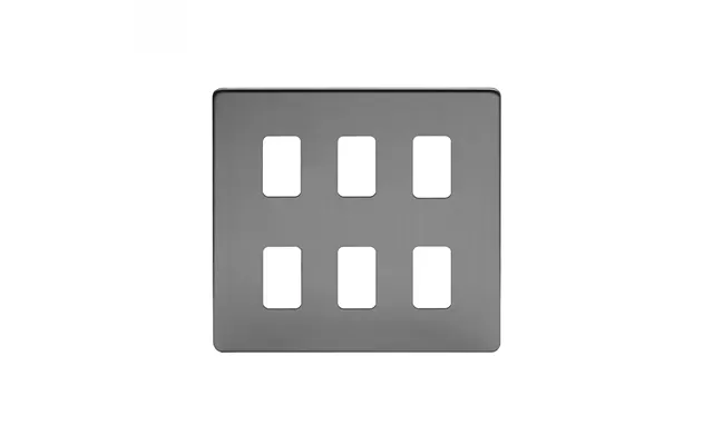 Soho Lighting Brushed Chrome 6 Gang Rm Rectangular Module Grid Switch Plate - Size H 146mm X W 146mm