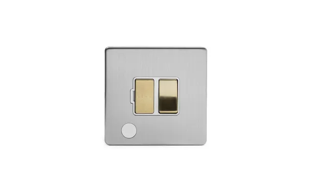 Soho Lighting Brushed Chrome & Brushed Brass 13a Switched Fuse Flex Outlet White Inserts Screwless - Size 86mm X 86mm
