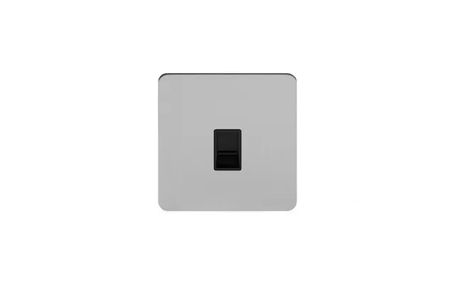 Soho Lighting Brushed Chrome Flat Plate 1 Gang Data Socket Rj45 Ethernet Cat5 Cat6 Blk Ins Screwless