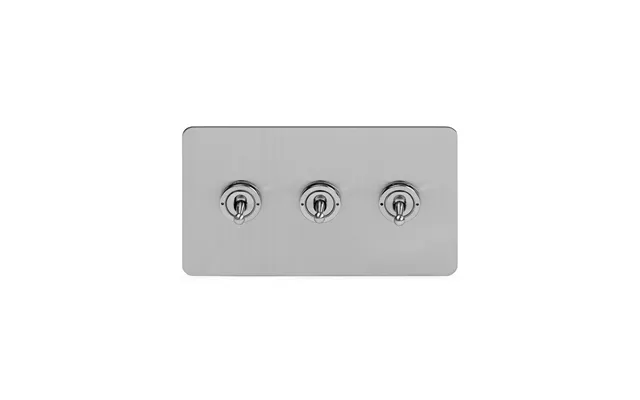 Soho Lighting Brushed Chrome Flat Plate 20a 3 Gang 2 Way Toggle Switch Screwless