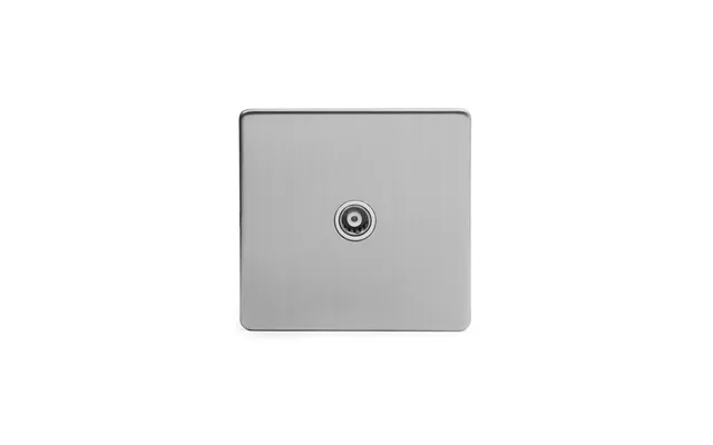Soho Lighting Brushed Chrome Tv Coaxial Aerial Socket White Ins Screwless - Size 86mm X 86mm X 4