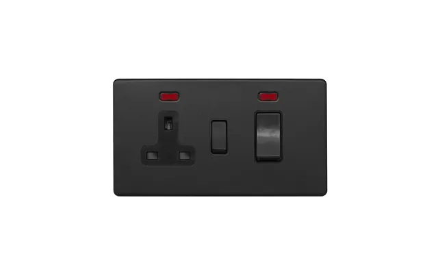 Soho Lighting Matt Black 45a Cooker Control Unit & Neon Screwless