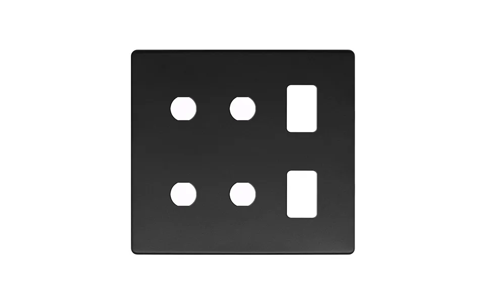 Soho Lighting Matt Black 6 Gang 2rm 4cm Dual Module Grid Switch Plate - Size H 146mm X W 146mm