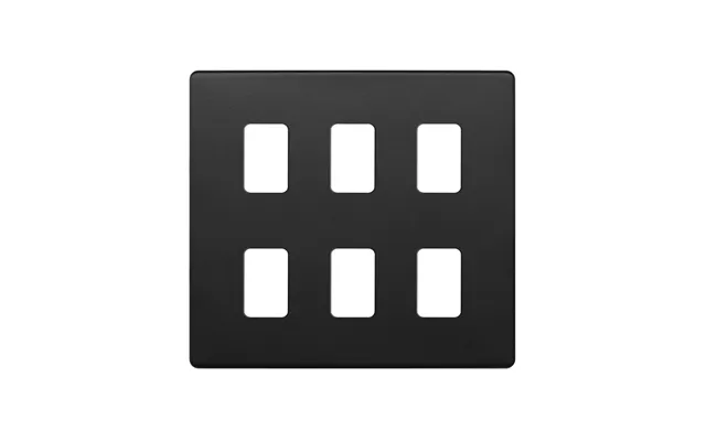 Soho Lighting Matt Black 6 Gang Rm Rectangular Module Grid Switch Plate - Size H 146mm X W 146mm