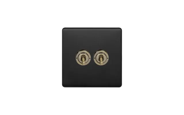 Soho Lighting Matt Black And Antique Brass 2 Gang Retractive Toggle Switch product image