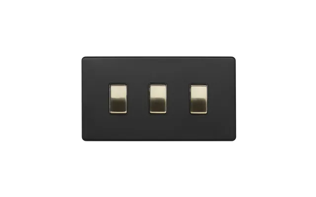 Soho Lighting Matt Black & Brushed Brass 3 Gang Switch With 1 Intermediate 2 X 2 Way Switch With 1 Intermediate Bk Ins S