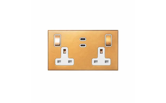 Soho Lighting Natural Brass 2 Gang 13a Switched Socket 65w Max Pd C C Usb Charging With White Insert - The Palaces Colle