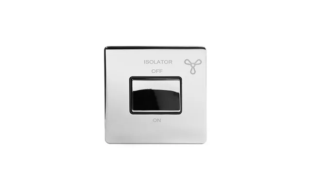 Soho Lighting Polished Chrome Extractor Fan Isolator Switch Black Ins Screwless - Size 86mm X 86mm X 4