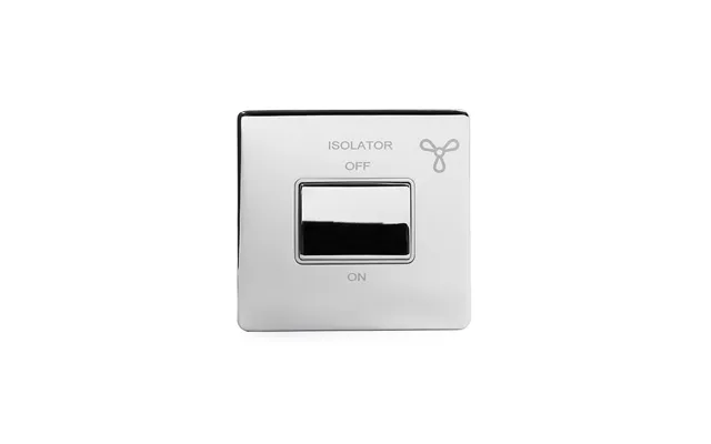 Soho Lighting Polished Chrome Extractor Fan Isolator Switch White Ins Screwless - Size 86mm X 86mm X 4