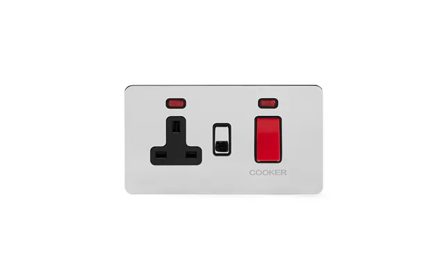 Soho Lighting Polished Chrome Flat Plate 45a Cooker Control Unit With Neon Blk Ins Screwless