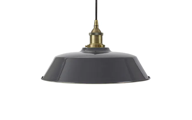 Soho Lighting Slate Grey Chancery Painted Pendant Light With Polished Brass Lamp Holder And Black Twisted Cable