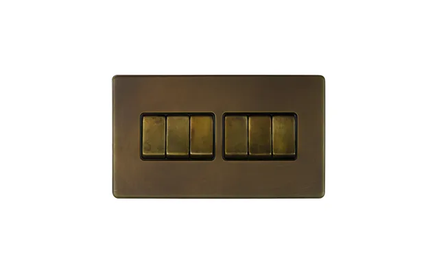 Soho Lighting Vintage Brass 10a 6 Gang 2 Way Switch