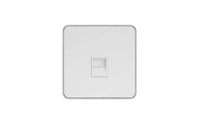 Soho Lighting White Metal Plate With Chrome Edge 1 Gang Telephone Master Socket,bt Wht Ins Screwless