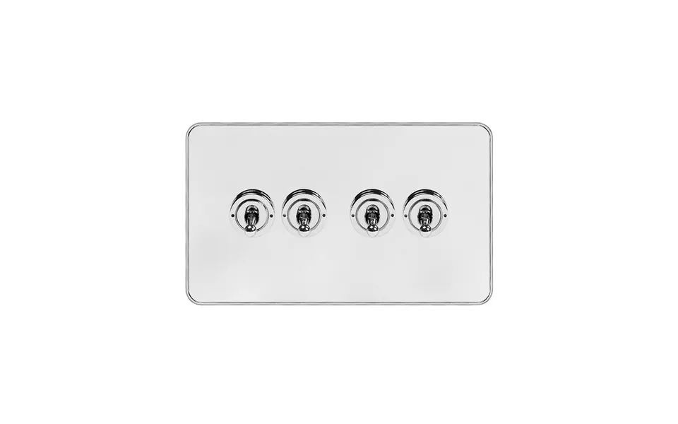 Soho Lighting White & Polished Chrome With Chrome Edge 20a 4 Gang 2 Way Toggle Switch Screwless - Size 90mm X 150mm X 4m