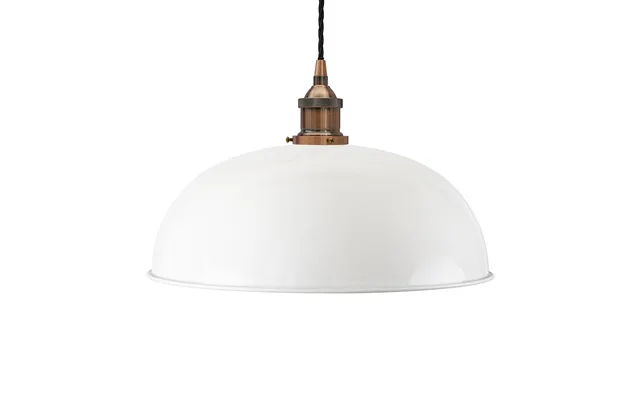Soho Lighting White Worcester Painted Pendant Light With Antique Copper Lamp Holder And Black Twisted Cable