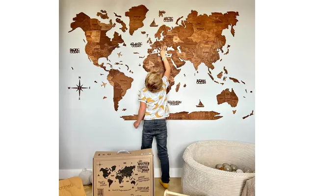3d Luminous Colored Wooden World Map Urban