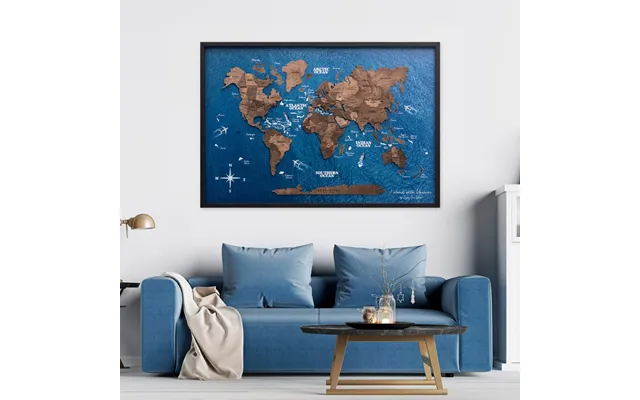 3d Wooden World Map Gold