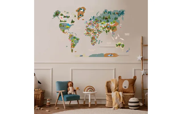 Animal World Map Indigo