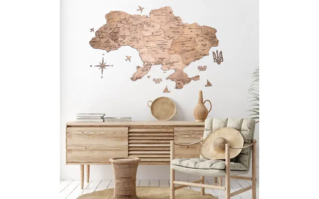 Wooden Map Of Ukraine Cappuccino